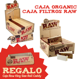 Raw Caja Organico KS Slim + Raw caja Filtros organico = regalo Caja Roll Caddy